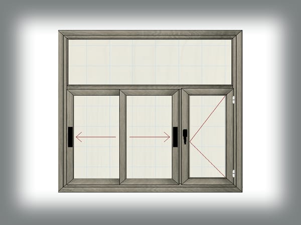 مجموعة نوافذ (نافذة مفصلية+نافذةمنزلقة+نافذة ثابتة)